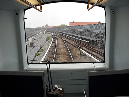 The ends of automated Metro trains provide a fullscreen view — even if not all sections of the tracks are interesting, like this one on the way to the airport.