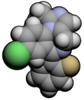 Niepodpisana grafika związku chemicznego; prawdopodobnie struktura chemiczna bądź trójwymiarowy model cząsteczki