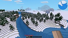 Snowy conifer biome at the edge of ice plains Minetest-5.3.0-snow-ice-biomes.jpg