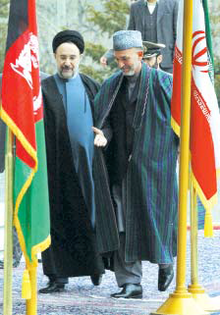 Hamid Karzai (right) and Mohammad Khatami (left), 25 February 2002 in Tehran Mohammad Khatami and Hamid Karzai -official Visitation- February 25, 2002.png