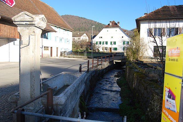 Montsevelier river in Montsevelier village