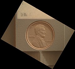 U.S. Lincoln penny on Mars (Curiosity; 4 September 2018)