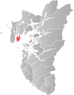 Mapa do condado de Rogaland com Bokn em destaque.