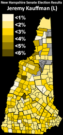 Jeremy Kauffman - election results by municipality New Hampshire 2022 Senate Election Results - Libertarian Party.png