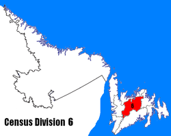 Newfoundland dan Labrador Sensus Divisi No. 6 lokasi.PNG