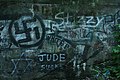 Racist graffiti on an abandoned road in Ashland, Pennsylvania