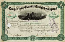 Oregon and Transcontinental stock owned by Henry Villard Oregon and Transcontinental stock.JPG
