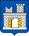 Герб австрійського періоду зображує в лазуровому полі срібний двобаштовий укріплений замок, одна башта зруйнована [11] Кути