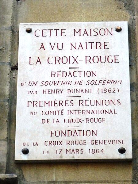 File:Plaque commémorative apposée sur la maison d'Henri Dunant à Genève.JPG