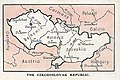 Mapová pohľadnica Československa z roku 1918 vydaná v USA. Na mape je znázornená aj jedna z možných alternatívnych hraníc Československého koridoru
