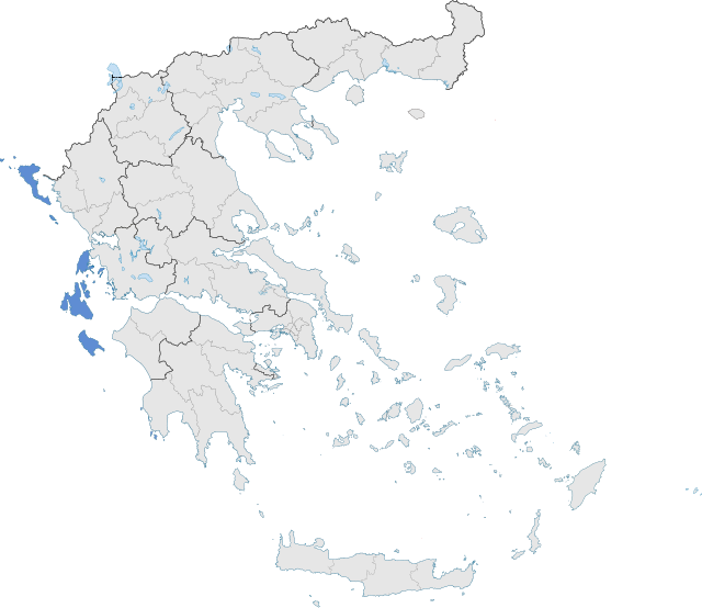Χάρτης της Ελλάδας με Ιόνιοι Νήσοι