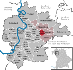 Läget för Rüdenhausen i Landkreis Kitzingen