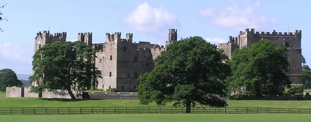 A panorama of the castle showing the towers and defences from the north east