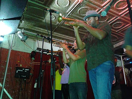 Rebirth Brass Band performing at the Maple Leaf in New Orleans on 12-15-2015