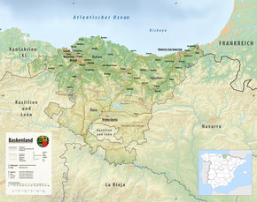 Reliefkarte Baskenland