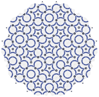 The Penrose tiling is an example of an aperiodic tiling; every tiling it can produce lacks translational symmetry. Rhombus Penrose tiling with arcs.svg