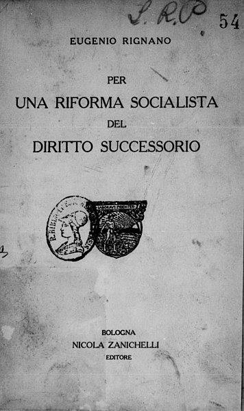 File:Rignano, Eugenio – Per una riforma socialista del diritto successorio, 1920 – BEIC 13827192.jpg