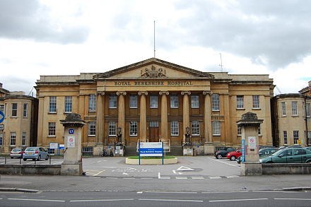 The Royal Berkshire Hospital original frontage, built in 1839 with bath stone[150]