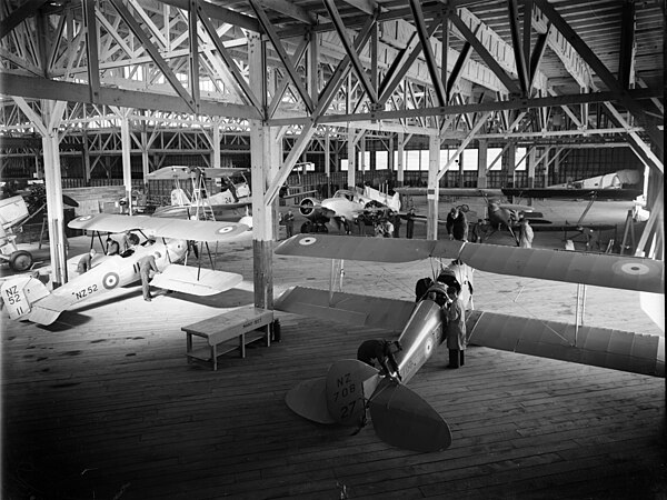 Baffins amongst other aircraft at the Royal New Zealand Air Force Technical Training School, Rongotai, circa 1940