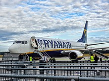 Ryanair Boeing 737-800 with registration EI-EBA at Eindhoven Airport