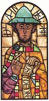 Stained glass, the Prophet Daniel(ダニエル) from Augsburg Cathedral(アウクスブルク大聖堂（英語版）), late 11th century.