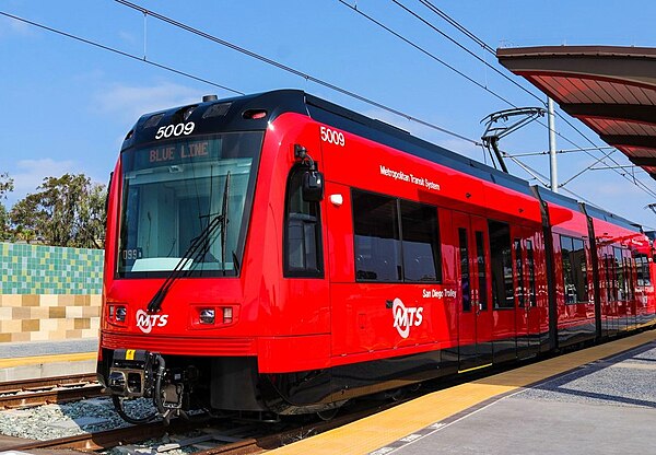 S700 light rail vehicle in San Diego, California, U.S.