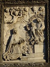 High relief of Saint Rose of Lima in stone of Villerías
