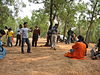 An itinerant baul singer entertaining tourists in the Khoai area