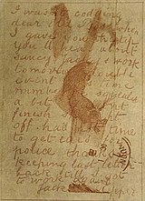 The text upon the "Saucy Jacky" postcard, dated 1 October 1888 Saucy jacky back.jpg