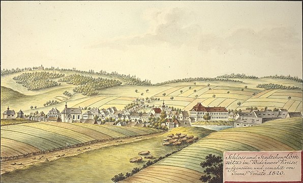 Château et ville de Lomnice en 1820, par Joann Venuto.