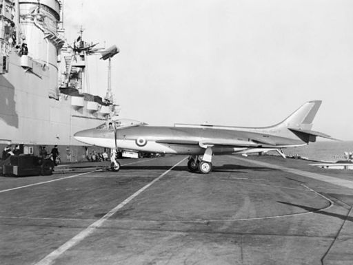 Scimitar on HMS Ark Royal (R09) c1957