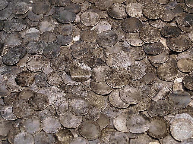 A hoard of silver coins, the latest about 1700 (British Museum).