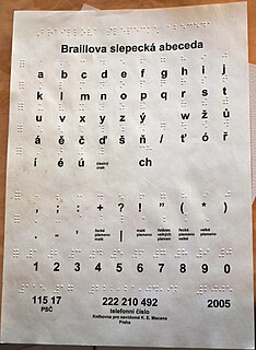 Czech Braille Braille alphabet of the Czech language