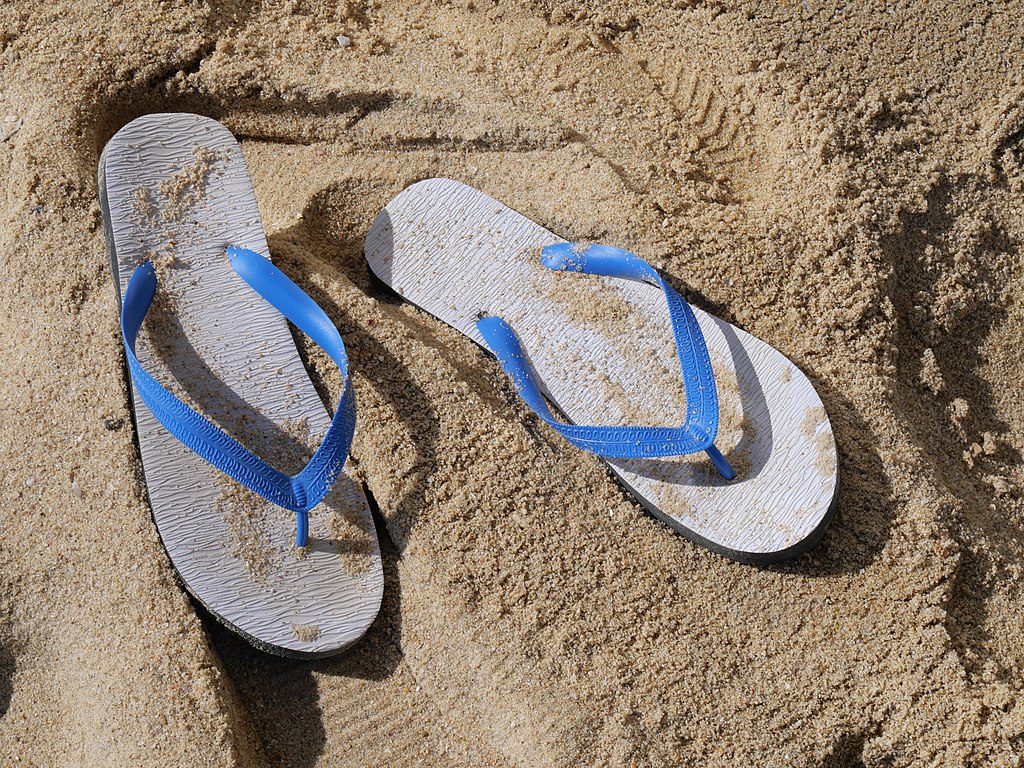 Taiwanese Blue and White Flip flops from Lung Mei Beach