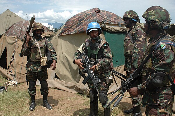 Tanzanian FIB soldier in Kiwanja, near Goma, in 2013. These soldiers were a platoon of the Tanzanian Special Forces attached to Task Force Alpha.