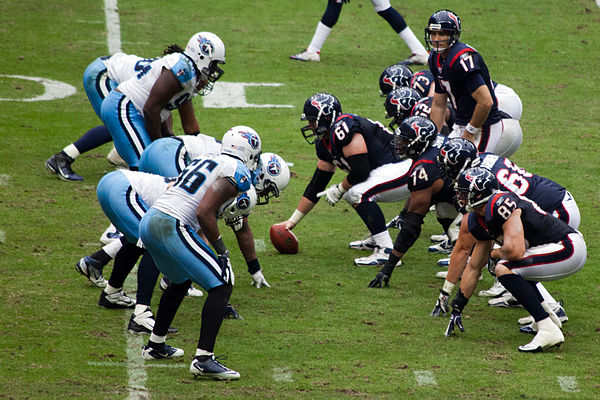 Houston lines up on offense against the Titans in 2012