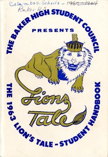 1963-64 student handbook for Baker High in Columbus, Georgia.