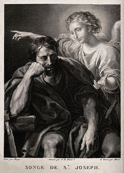 File:The angel speaks to Joseph in a dream. Engraving by F. Morel Wellcome V0034598.jpg