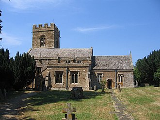 Barcheston church, which has a leaning tower The leaning tower of Barcheston - geograph.org.uk - 205173.jpg