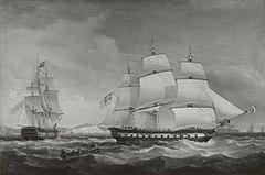 HMS Rose, commanded by Jas. Sandilands Esq., off Dover. Thomas Whitcombe - HMS Rose Commanded by Jas. Sandilands Esq. off Dover.jpg