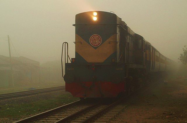 Train in fog in Bangladesh