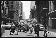 November 1978: Gay Solidarity Group supporters march in Sydney, Australia to protest the Briggs Initiative. Tribune negatives including Malcolm Fraser and gay solidarity march, Sydney, New South Wales, November 1978 (25678366327).jpg