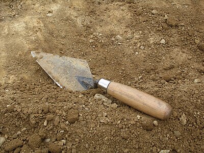 Pointing trowel used in an archaeological excavation