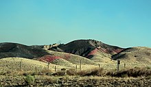 Fire retardant (pink) and smoldering brush in the Tumbleweed Fire, which burned 1,000 acres of vegetation north of Los Angeles in July 2021 Tumbleweed Fire, Los Angeles County 2021, Part 1.JPG