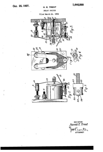 RELAY SWITCH Filed March 29. 1924 by Struthers-Dunn Inc US1646888-drawings-page-1.png