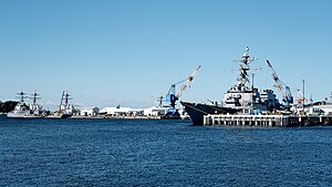 In 2023, U.S. Navy destroyers at Yokosuka Naval Base in Japan.