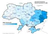 Viktor Yanukovych (pusingan kedua) – peratusan jumlah undi negara