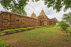 Vaikuntha Perumal Temple, Kanchipuram, Tamil Nadu, considered as the oldest temple, glorified in the Nalayira Divya Prabandham, the early medieval Tamil canon of the Alvar saints from the 500 to 800 CE. It is one among the 108 Divya Desams dedicated to Maha Vishnu. Vaikunta Perumal Temple.jpg