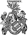 Wappen der Evinghausen bei Siebmacher (1871), vorne fünfmal geteilt, nicht gespalten