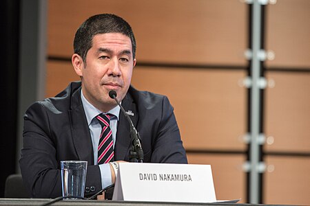 Washington Post journalist, David Nakamura, on a Sunshine Week panel at the Newseum, Washington DC (40671207842).jpg